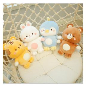 Poupées en peluche de 23cm, mignon tigre, pingouin, lapin, ours, oreiller, jouet anti-stress avec poupée pour femmes