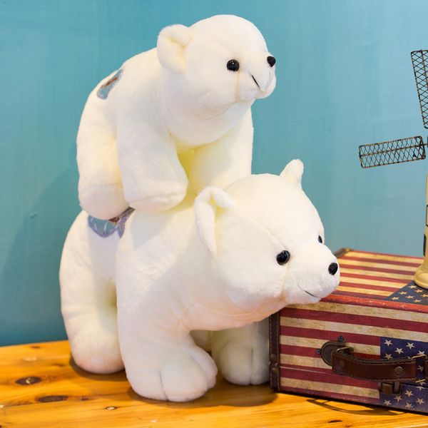 Poupée ours polaire de 23cm, nouvelle simulation de petit ours blanc, jouet en peluche, poupées d'animaux, cadeau de vacances, vente en gros