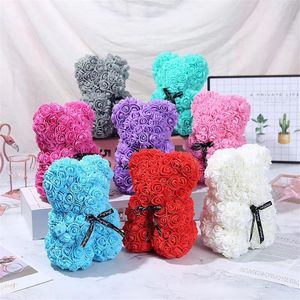 Osos rosas de 23cm, flores de espuma plástica, oso de peluche romántico, decoración de oso rosa, regalo del Día de San Valentín para novia