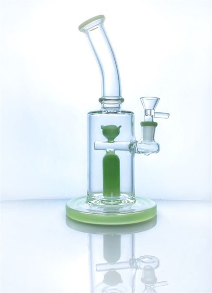 Limpie el burbujeador transparente de la cachimba del tubo de vidrio de borosilicato de 9 pulgadas con 1 conector macho de 14 mm de semilla de vida perc, 60 mm de diámetro