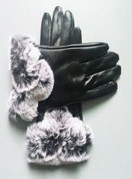 23cm10cm Guantes de cuero negro Mujeres Men Outdoor Sports Winter Warm Glove de lujo Five Fingers Covers2781634