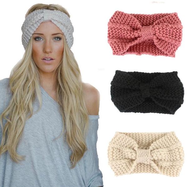 23color Lady Cosy Épais Tricot Bandeau Turban Cache-Oreilles Pour Femmes Hiver Bandeaux Noeud D'arc Stretch Bandeau Headwrap crochet turban torsadé