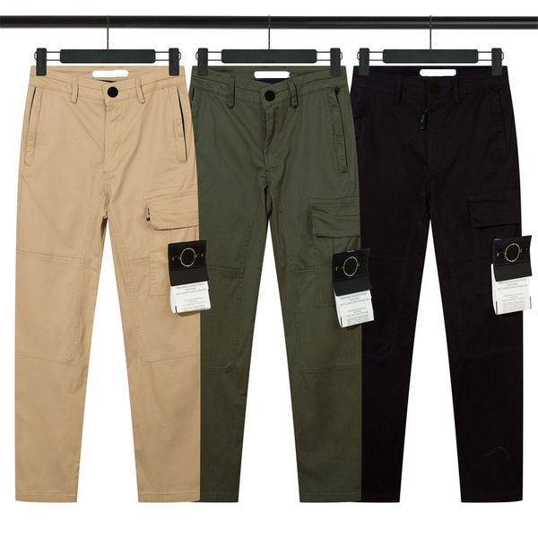 23 Diseñador nuevo otoño piedra bolsillo con cremallera pantalones cargo elásticos pantalones casuales de alta gama para hombres 30-36