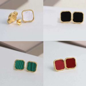 23 aretes de trébol de cuatro hojas, aretes de diseñador para mujer, joyería de moda, mujer, chapado en oro de 18 quilates, azul, rojo, rosa, orejera, joyas de lujo, regalos, accesorios arcterxy