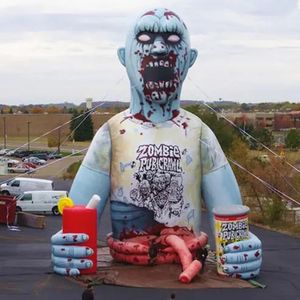 23ft personnalisé 8mh Personnages extérieurs sanglants Zombie Halloween gonflable Géant pour les jouets de toit décoration publicitaire hantée