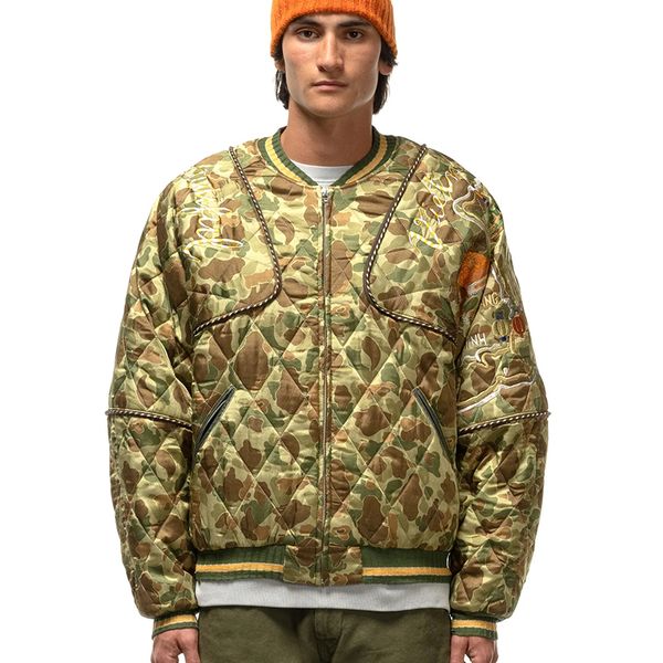 23FW Abrigos Chaqueta Bordado Camo V Cuello Abrigos acolchados Moda para hombre Béisbol grueso Casual Outwear Tops