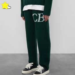 23fw tissu lourd classique cb jacquard pantalon de survêtement en tricot homme surdimensionné vert royal cole buxton pantalon décontracté avec tag 240326