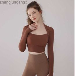23GG Yoga Tops T-shirt Femme Usine Originale avec Séchage à Vitesse Standard Respirant Costume Minceur Fitness Running Sports Lululemens Femme