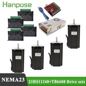 23HS11240 Lichaamslengte 112 mm NEMA23 57 Stappermotor driver TB6600 + USB Power Controller 300N.CM voor 3D Printer 4 Axis Kit
