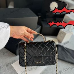 23K Black Hollow Out Dot Drill Letter Top Hand Toes Bags Classic Mini Flap Quilted Elegant Gold Chain Crossbody Sling Shoulder Purse