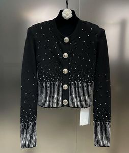 23ls luxe truien dames lange mouw heldere strass zwarte designer trui dames gebreid vest jas
