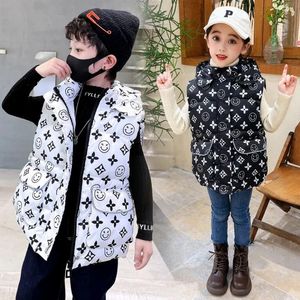 23ls winter kinderen designer pufferjack babyjongen meisje katoenen vest met capuchon mouwloze donsjassen kinderjas