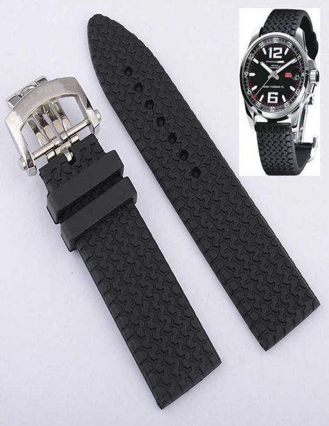 Banda de reloj de goma de 23 mm para correa de reloj Chopard con pulsera impermeable de hebilla de mariposa de acero inoxidable H09153490529