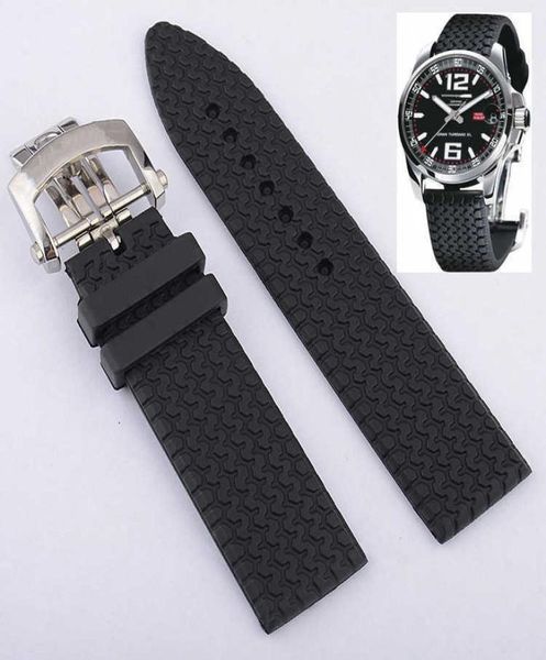 Banda de reloj de goma de 23 mm para correa de reloj Chopard con pulsera impermeable de hebilla de mariposa de acero inoxidable H09153328492