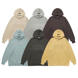 23NEW LLEGADO ESS Sudadera con capucha de otoño/invierno para hombre Esencial Jersey para parejas Sudadera estilo High Street Sudadera con capucha holgada de algodón para hombre Casual 6682-FOG