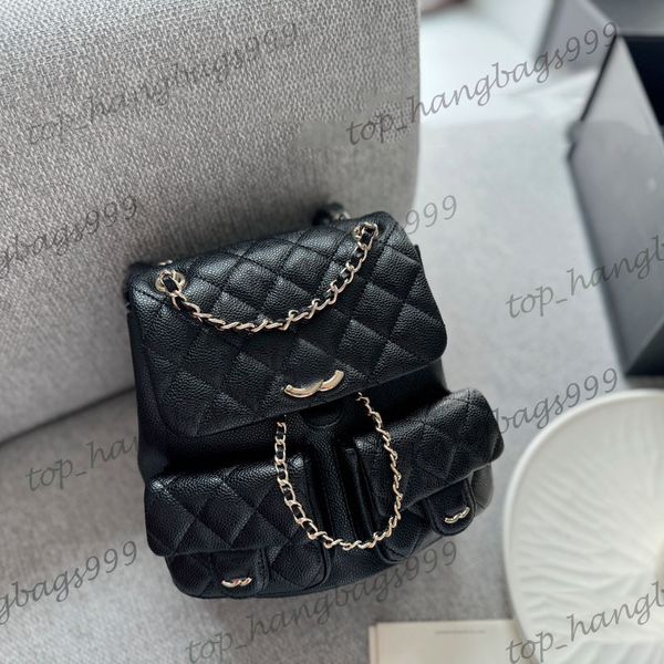 23p Damas Black Caviar Cuero Classic Mini Mini Mochila Bolsas Diamond Collos con bolsillo Multi Pochette de colgajo Polso Multi Pochette