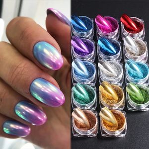 23pcs Chrome Nail Powder Set Miroir Frotter Pigment Or Poudre Métallique Poussière Été Glitter Flocons Gel Vernis Décor GLMCB01-24 240202