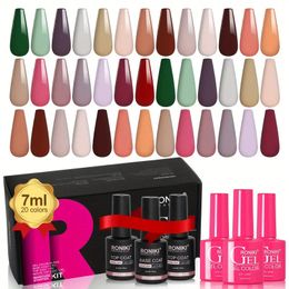23-delige gel nagellak set - 20 kleuren 7 ml gel polish met niet-afvegen matte top base coat - perfect voor doe-het-manicure cadeau voor vrouwen!