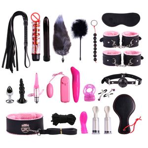 23 pièces/ensemble G spot vibrateurs accessoires de jeu pour adultes SM Bondage retenue femmes Sex Toy clitoris stimulateur sexe Bondage ensemble J2215