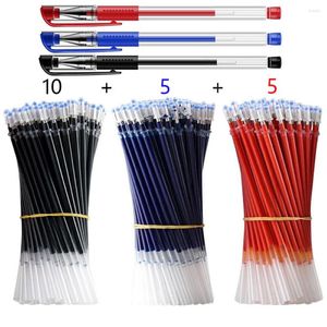 23PCS/SET GEL PEN AFVULLING SET Zwart Blue Red Ink Tip 0,5 mm Ballpoint Office School Supplies briefpapier met gratis schip