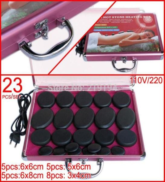 23pcs Set Power Massage Stone Set Pierre avec 220V Boîte de chauffage 110V Boîte de massage basalte pierre27609814360