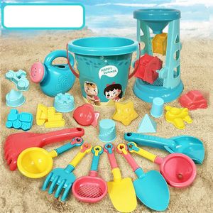 23pcs Summer Beach Set Toys for Kids Digging Sand Plastic Plastic Bethet Watering Botthes Children Beach Water Game Toys Tools 240430