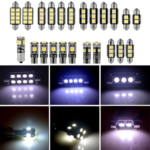 23pcs T10 5050 CAR White LED LED MINI BUMBUS KIT Interior Dome Footwell Transfle Lámparas para BMW E53 E60 E90 Golf 4 7