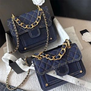 23s bolso de diseñador tela de mezclilla bolso de mensajero con cadena bolso de hombro bolso grande de mujer de alto valor cuadrado azul Denim vintage el bolso de mano bolso cruzado bolso bolsos de mujer