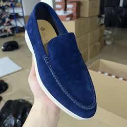 23S Loros Men Casual Dress Shoes LP Loafers Summer Walk Flats Soft Suede Leather Low Top Slip op rubberen zool handgemaakte sneakerschoen met doos 38-46