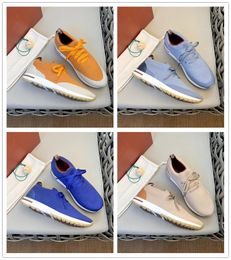 23S Diseñador de lujo Loro Open Walk Suede Knit Speed Sneaker Zapatos Mujer Zapato casual Mocasines de moda para hombres Low Top Walking Flats Vestido Zapatillas deportivas