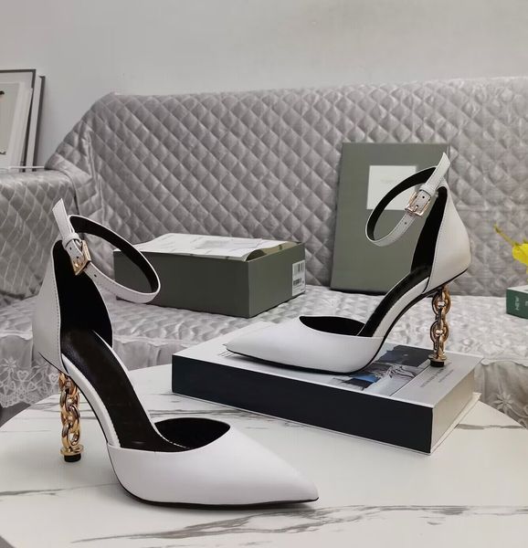 23S Luxury Summer Brand Tomxford Sandals Shoes D'Orsay Point Toe Women Slingback Lady Chain-Heel Party Wedding Zapato de punta estrecha Bombas EU35-43