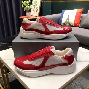 23s Nieuwe Luxe Vrijetijdsschoenen Heren Zwarte Sneaker Amerikaanse Cup Technische Stof Rode Sneakers Schoen Lakleer Veters Outdoor Runner Trainers Rubberen Zool 38-46