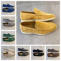 23S New Luxury Designer Shoes Charms Embelli Walk Suede Mocassins Couple Véritable Mens Leather Casual slip on flats for Men Sports Dress shoe 36-46 Box