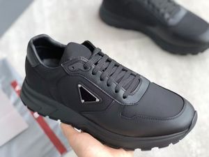 Mannen geborsteld lederen sneaker schoenen wit zwart technisch rubber re-nylon runner trainers topmerk casual walking origineel