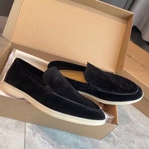 Zapatos casuales de verano de los años 23 Mocasines LP planos de gamuza baja superior Oxfords de gamuza genuina suave Mocasines de Loros mocasines cómodos para caminar en el verano mocasines con suela de goma con caja