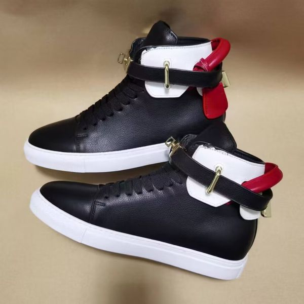 23S Top Casual Shoes Moda para hombre Locks Shoes Flats Cuero genuino Arena Sports Sneakers High Top Designer Casual Trainers Men's Skateboard Shoes Paris Luxurys