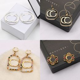 23SS 20Style eenvoudige ontwerper G Letters Stud Hoop 18K Gold PLATED 925 SILVER CIRCLE Women Rhinestone Pearl Earring Wedding Party Joodlry