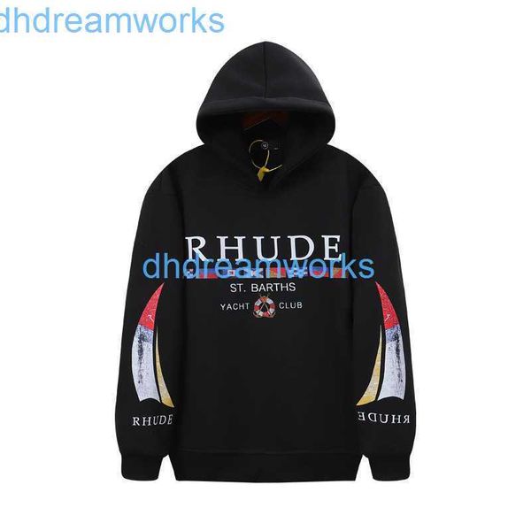 23SS Automne / Hiver Marque De Mode Américaine Rhude Haute Définition Imprimé Hip Hop Unisexe Casual Pull À Capuche En Peluche Pe4v