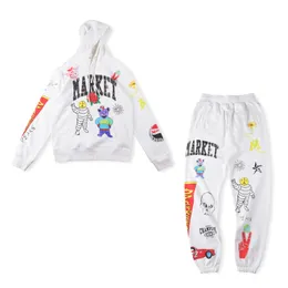 23SS Autumn Winter Artists Cartoon Tracksuit Set Hoodie Pants Pak Racing Cars Outdoor Men Women Streetwear Hooded Sweatshirt Trousers Heatpants Joggers