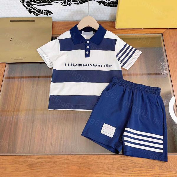 23ss bébé ensemble enfant ensembles enfants vêtements de marque garçon revers à franges Couleur assortie Polo T-shirt à manches courtes étanchéité short costume Vêtements de bébé de haute qualité