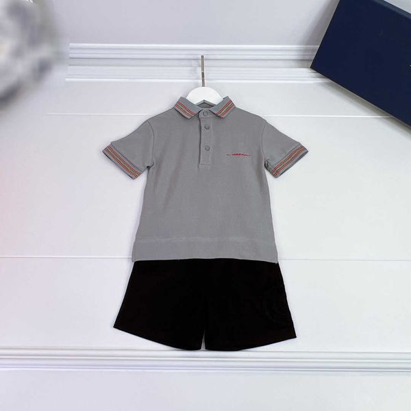 23ss garçons Polo short costume enfant ensembles enfants vêtements de marque frange revers broderie manches courtes couleur unie classique broderie shorts costumes bébé vêtements