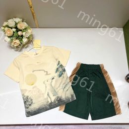 23ss camiseta para niños Traje de pantalones cortos ropa de diseñador para niños conjunto para niños Cuello redondo Estampado de conejo de algodón puro Camisetas de manga corta Pantalones cortos de cintura elástica trajes ropa de bebé