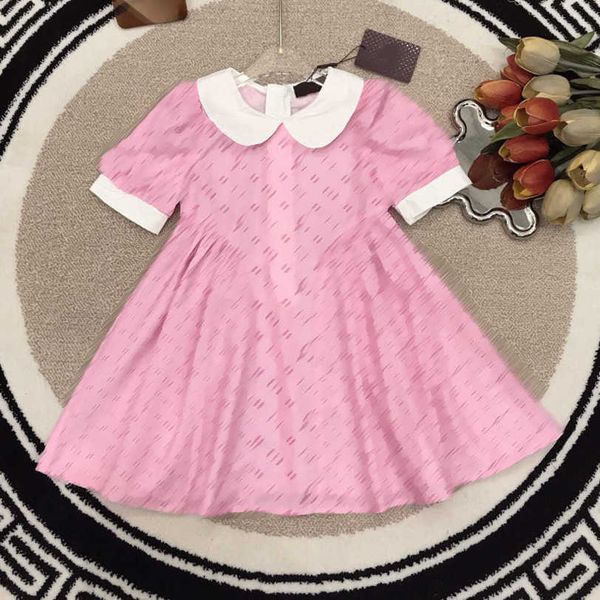 23ss diseñador de la marca vestido para niños Collar de muñeca Moda presbicia completa logo vestidos niñas lindas camisas vestidos Algodón puro Falda para niños Ropa de bebé a1