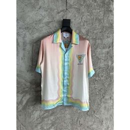 23ss Casablanca chemise hawaïenne art sculpture corps humain impression mince style américain chemise en soie chemise décontractée casablanc