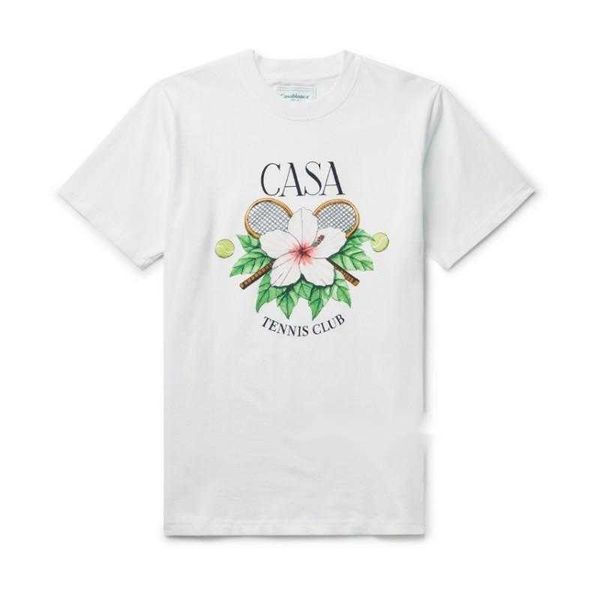23SS CASABLANCA mens designer t-shirt Tennis Club Flower Print Hommes et Femmes Décontracté Col Rond T-shirt à Manches Courtes Mode