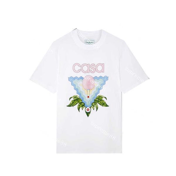 23ss Casablanca Tenis de mesa Hombres Diseñador Camiseta Flor Carta Unisex Moda Camiseta de manga corta Camisetas de algodón Polo