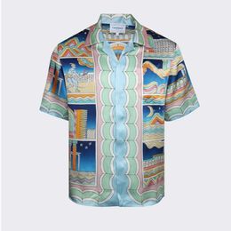 23SS Casablanca Women en Man Designer Classic Silk Casual Shirt Fashion Top Grieks Mural Unisex paar Korte mouwen shirt los Hawaiian Silk Short Sleeve shirt