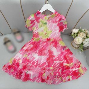 23ss Chiffon jurk Korte mouw jurken kids designer kleding meisjes jurk kanten bloemenprint Jurk grote Meisjes rokken Hoge kwaliteit kinderkleding