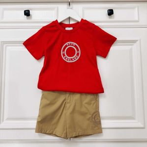 23ss designer brand boy Short-mouwen pak met korte mouwen Ronde hals Zuiver katoen Alfabet-logo print pak Kinderkleding van hoge kwaliteit