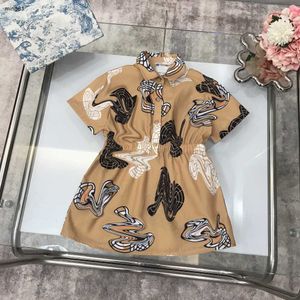 23SS Designer Brand Kids Dress Girls Fashion Rapel Rapel Taille Dravals Teddy Bear Print Jurken Classic Rok Babykleding A1